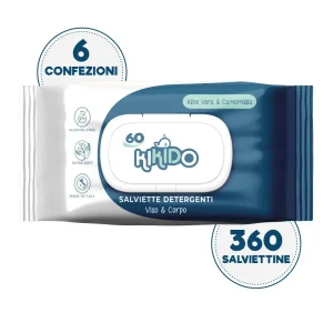 Kikido Salviette Umidificate per Neonato e per Pelli sensibili – 6 confezioni – 360 salviettine