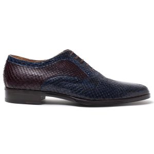 WILLIAM Stringate in Pitone blu, bordeaux