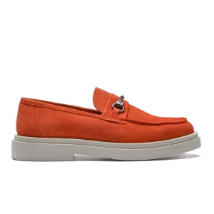 Penny Loafer in Orange Suede with Horsebit