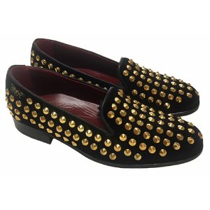 Slippers con borchie in velluto