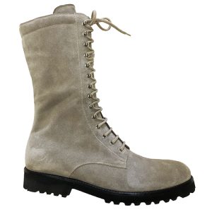 Stivali alti stringati in camoscio