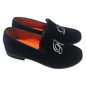 Slippers bimbo in velluto con iniziali