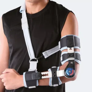 Tutore articolato regolabile per gomito con struttura telescopica