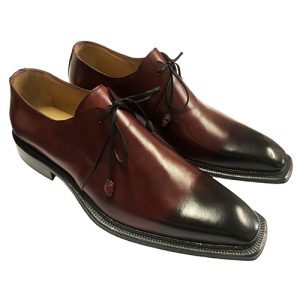 Scarpe stringate in pelle patinata