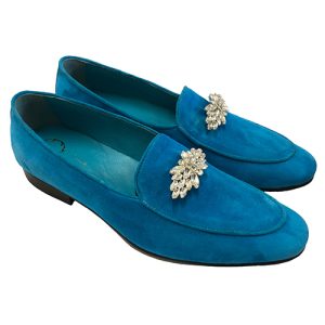 Mocassini in camoscio con accessorio strass