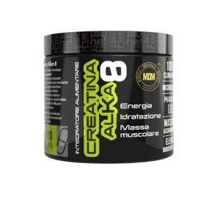 Creatina Alka 8-200g Gusto Arancia – Creatina Monoidrata Micronizzata Clonapure – Pre-Post Workout Rapida Produzione Energetica e Crescita Muscolare