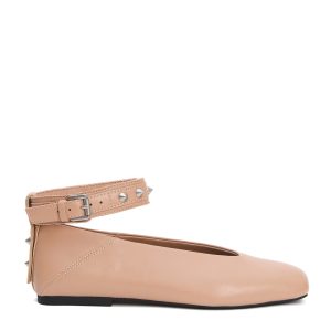 ballerina pelle beige cinturino caviglia