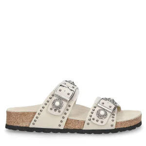 ciabatta fondo ergonimico panna con borchie