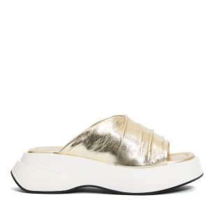 ciabatta zeppa in pelle platino