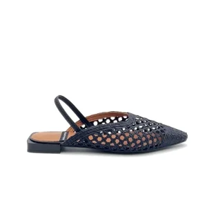 “Gaia” Slingback in Rafia Nera