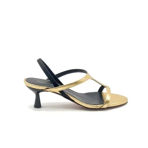 “Cinzia” Sandalo in Pelle Laminata Oro