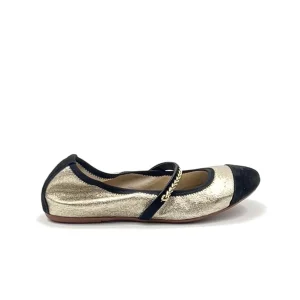 “Ade” Ballerina in Tessuto Laminato Platino