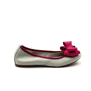 “Alice” Ballerina in Nappa Martellata Tè Verde e Fucsia