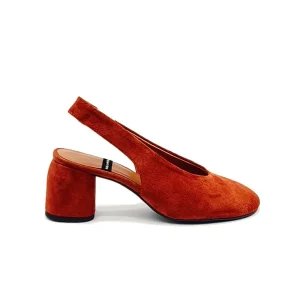 “Cecile” Slingback in Camoscio Mattone