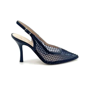 “Bacco” Slingback in Rete Strass Blu Navy