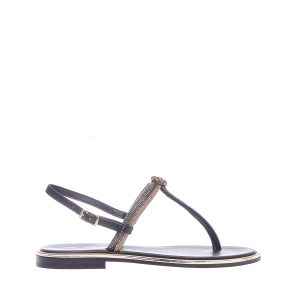 infradito con strass nero e oro