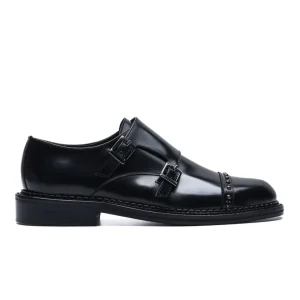 Monk Strap in Pelle Spazzolata Black Rock